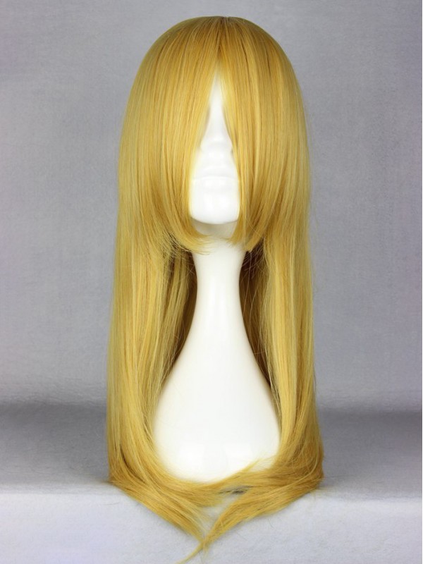 Longue Blond Tout Droit Capless Cosplay Perruques Avec le poney