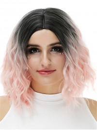 Moyennescheitel Pink Ondulée Ombre Dark Root Moyenne Capless