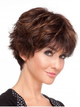 Marron Courte Tout Droit 100% Cheveux Naturels Remy