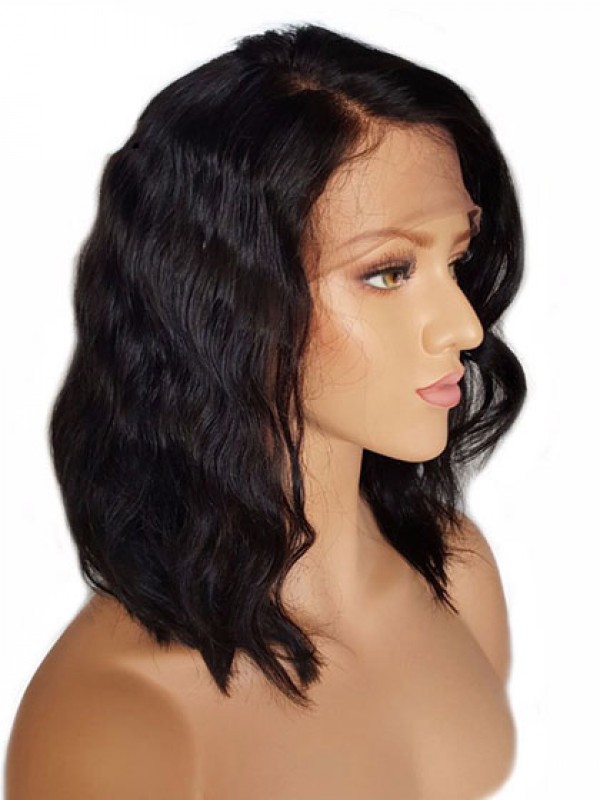 Moyenne noir Ondulée Dentelle Devant 100% Cheveux Naturels Remy