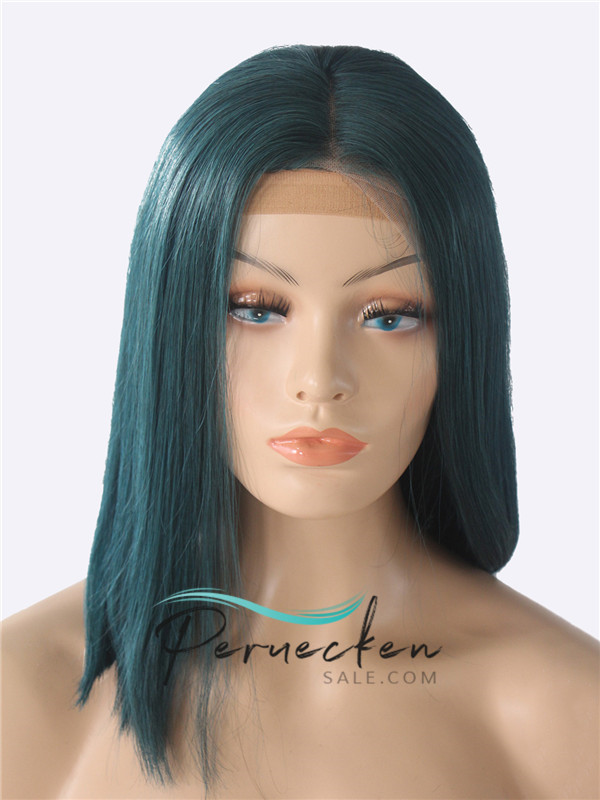 13*6 Tinten Bleue Bob 100% Cheveux Naturels Remy Perruques avec des cheveux de bébé