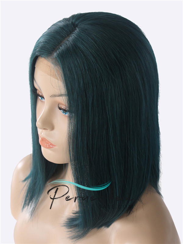 13*6 Tinten Bleue Bob 100% Cheveux Naturels Remy Perruques avec des cheveux de bébé