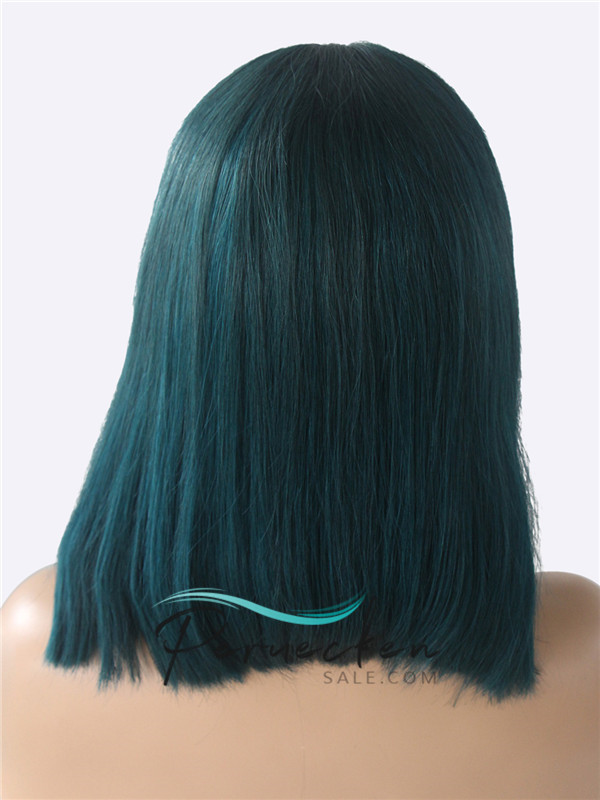 13*6 Tinten Bleue Bob 100% Cheveux Naturels Remy Perruques avec des cheveux de bébé