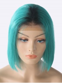 180% Densité Bleu Courte 13*6 Inch Dentelle Devant 100% Cheveux Naturels Remy Perruques avec des cheveux de bébé