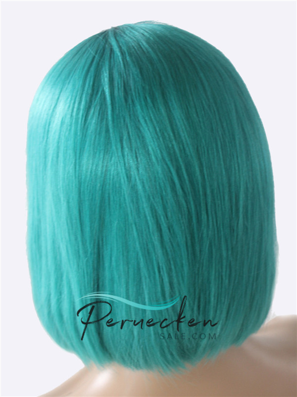 180% Densité Bleu Courte 13*6 Inch Dentelle Devant 100% Cheveux Naturels Remy Perruques avec des cheveux de bébé