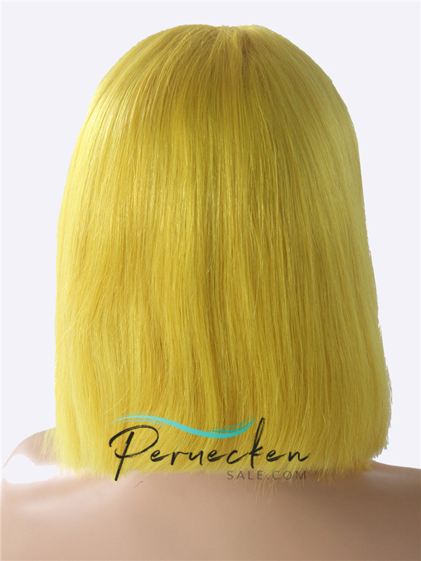 180% Densité Bob gelbe brasilianische 13*6 Inch Dentelle Devant 100% Cheveux Naturels Remy Perruques