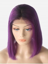 180% Densité T1B/lila Ombre tiefer Teil Bob Dentelle Devant Perruques 13*6 Inch