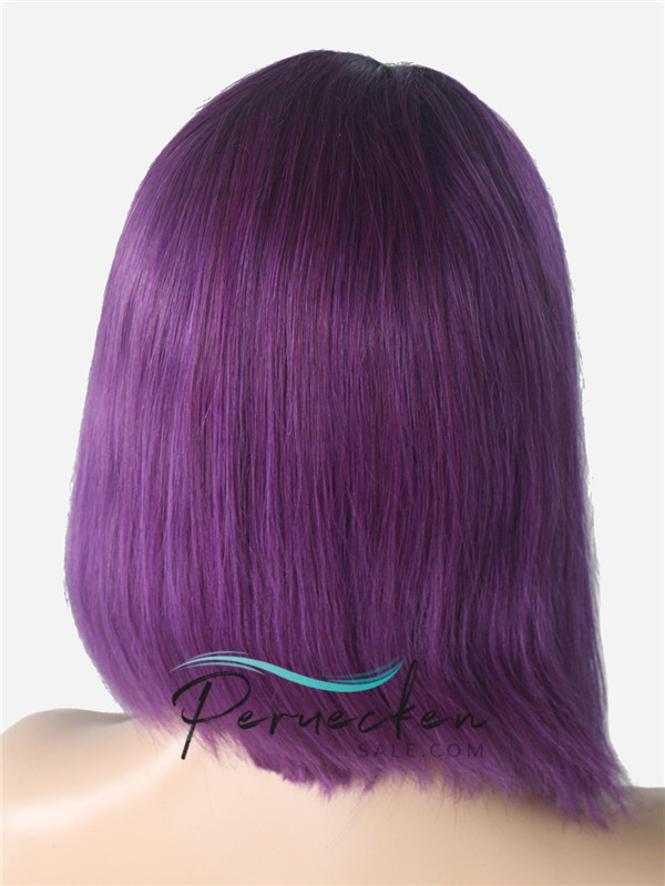 180% Densité T1B/lila Ombre tiefer Teil Bob Dentelle Devant Perruques 13*6 Inch