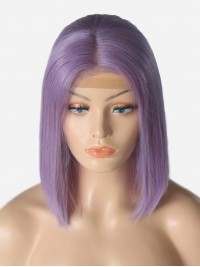 180% Densité 13*6 Inch Courte Bob 100% Cheveux Naturels Remy Perruques Nœuds légèrement blanchis