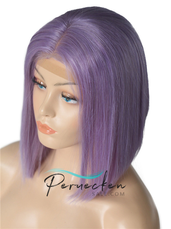 180% Densité 13*6 Inch Courte Bob 100% Cheveux Naturels Remy Perruques Nœuds légèrement blanchis