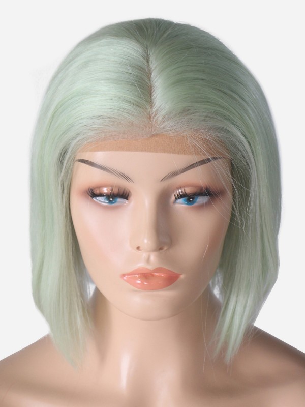 180% Mint Vert Bob 13*6 Inch Dentelle Devant 100% Cheveux Naturels Remy Perruques