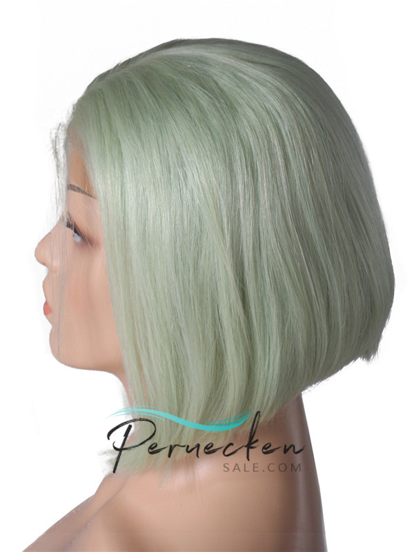 180% Mint Vert Bob 13*6 Inch Dentelle Devant 100% Cheveux Naturels Remy Perruques