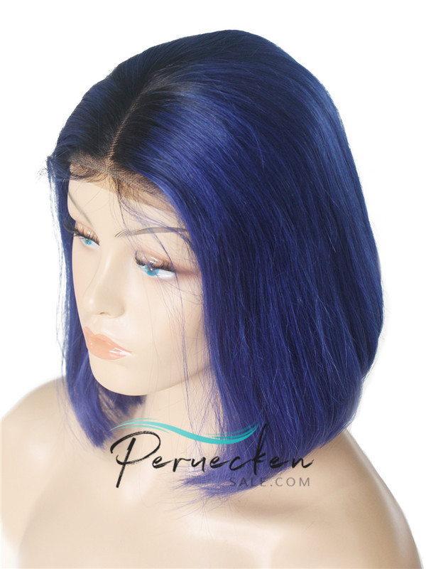 180% Royal Bleu Bob 13*6 Inch Dentelle Devant 100% Cheveux Naturels Remy Perruquesn