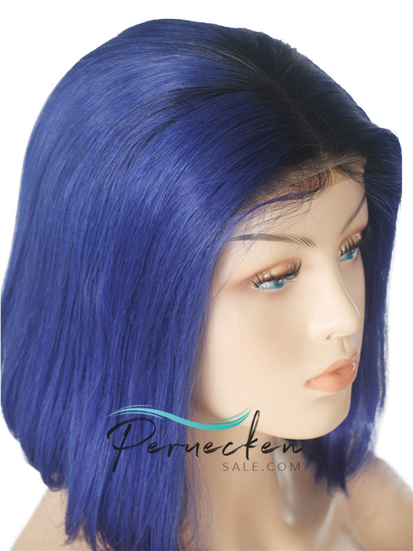 180% Royal Bleu Bob 13*6 Inch Dentelle Devant 100% Cheveux Naturels Remy Perruquesn