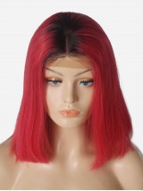 180% 1B/rot Ombre Bob 13*6 Inch Dentelle Devant 100% Cheveux Naturels Remy Perruques