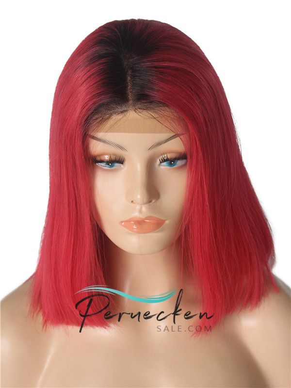 180% 1B/rot Ombre Bob 13*6 Inch Dentelle Devant 100% Cheveux Naturels Remy Perruques