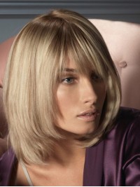 Blond Courte Tout Droit 100% Cheveux Naturels Remy Perruques
