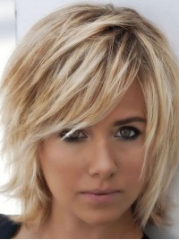 Blond Courte Tout Droit 100% Cheveux Naturels Remy Perruques