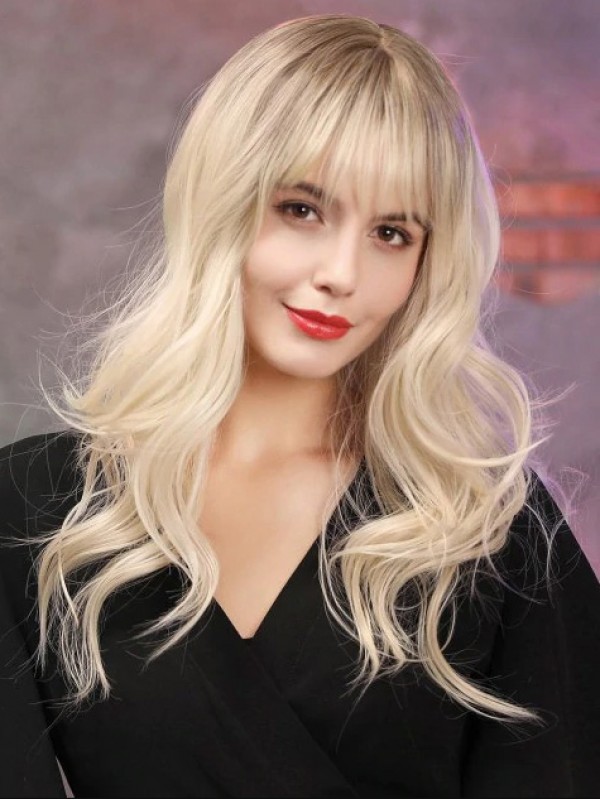 Longue Blond Ondulée 100% Cheveux Naturels Remy Perruques