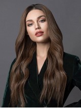 Longue Ondulée Moyennescheitel Capless 100% Cheveux Naturels Remy Perruques 26 Inches