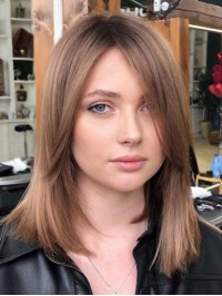 Moyenne Tout Droit Capless Cheveux Naturels Perruques