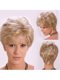 Blonde Courte Pixcut Tout Droit Capless Perruques Cheveux Naturels Remy