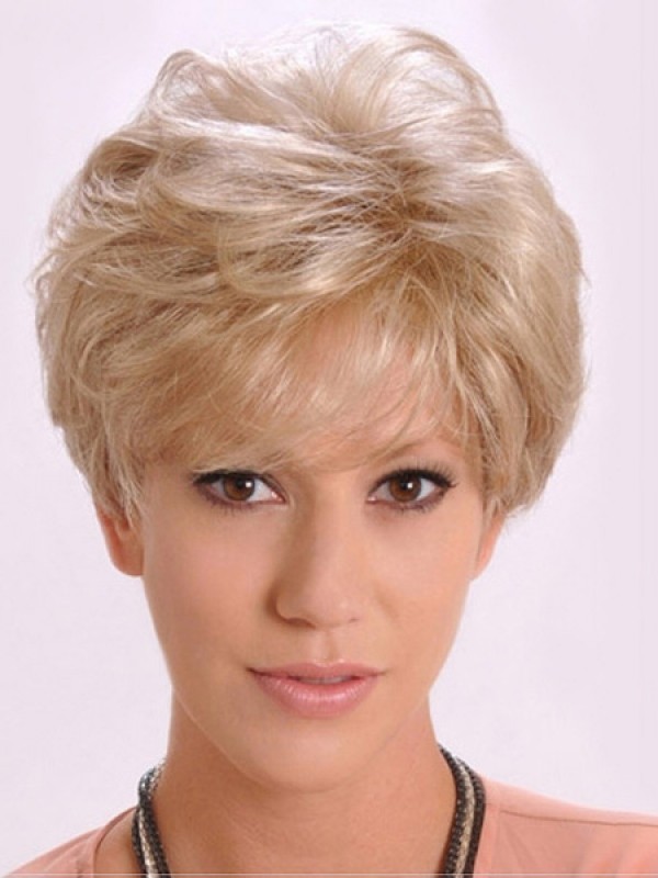 Blonde Courte Pixcut Tout Droit Capless Perruques Cheveux Naturels Remy