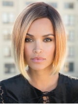 Ombre Bob Courte Tout Droit Capless Cheveux Naturels Remy Avec Frange Latérale