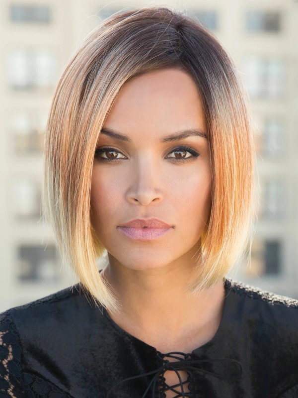 Ombre Bob Courte Tout Droit Capless Cheveux Naturels Remy Avec Frange Latérale