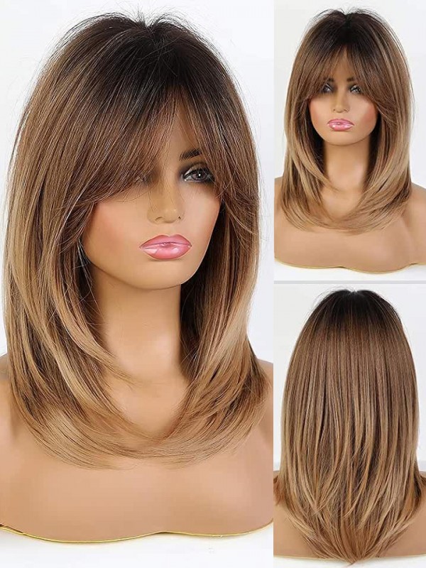 Ombre Longue Tout Droit Capless Cheveux Naturels Remy Avec Le Poney