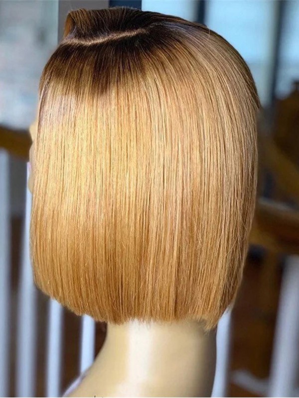 Ombre Bob Moyenne Tout Droit Dentelle Devant Cheveux Naturels Remy