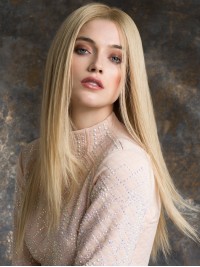 Blonde Longue Tout Droit Dentelle Devant Perruques Cheveux Naturels