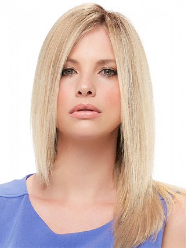 Tout Droit Longue Blonde Perruques Cheveux Naturels