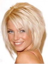 Blonde Courte Tout Droit Perruques Cheveux Naturels