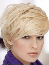 Blonde Courte Tout Droit Perruques Cheveux Naturels