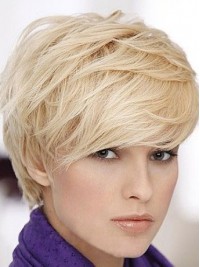 Blonde Courte Tout Droit Perruques Cheveux Naturels