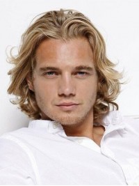 Hommes Moyenne Blond Ondulée Dentelle Devant 100% Cheveux Naturels Remy Perruques
