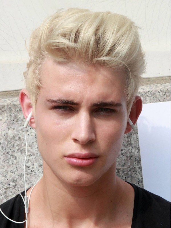 Blond Courte Tout Droit Hommes 100% Cheveux Naturels Remy Perruques