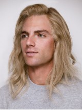 Blond Moyenne Hommes Ondulée Dentelle Devant 100% Cheveux Naturels Remy Perruques