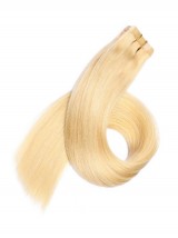 Blond Longue Tout Droit Brins De Cheveux En PU