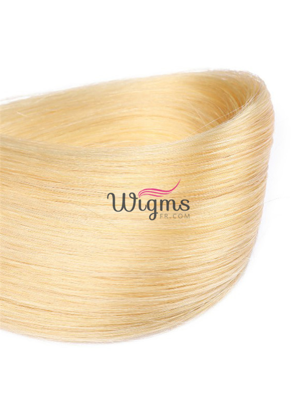 Blond Longue Tout Droit Brins De Cheveux En PU