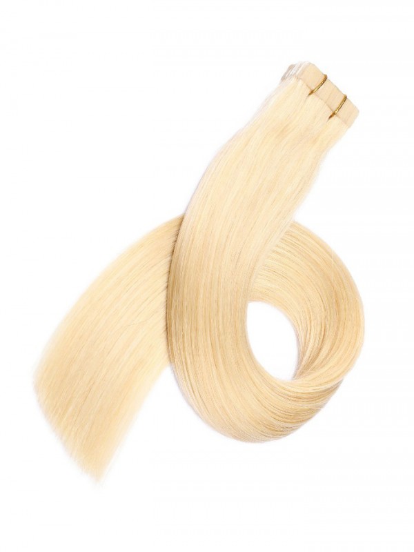 Blond Longue Tout Droit Brins De Cheveux En PU