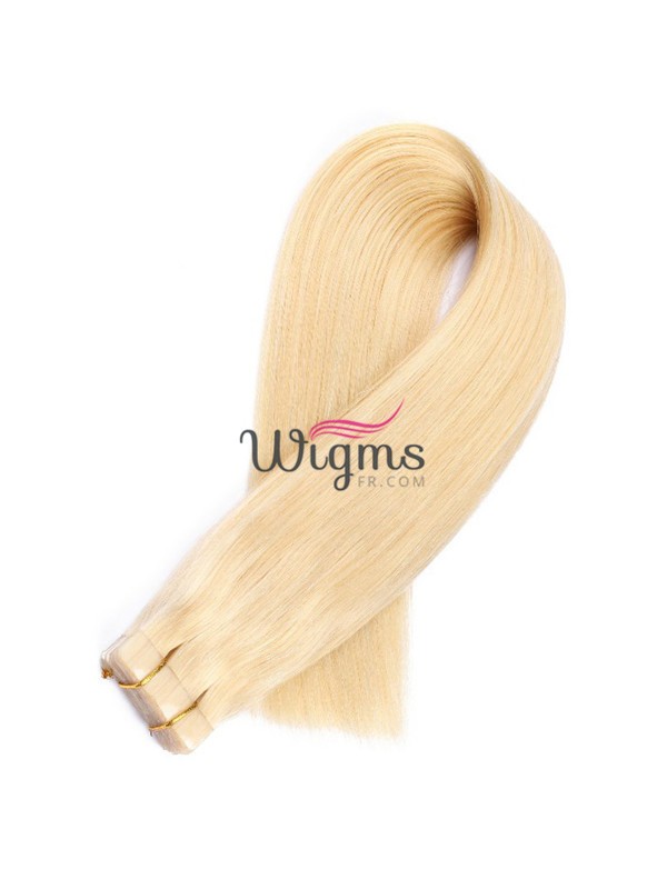 Blond Longue Tout Droit Brins De Cheveux En PU