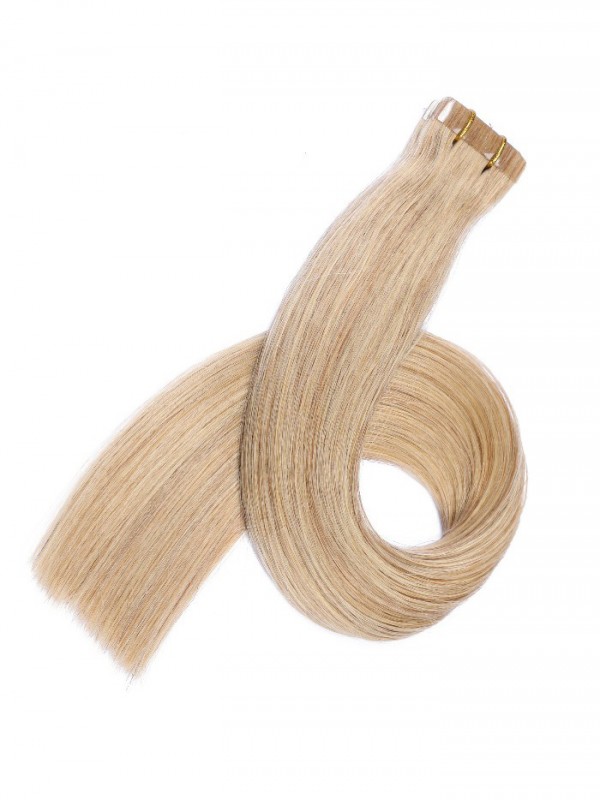 Blond Longue Tout Droit Brins De Cheveux En PU