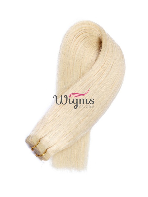 Blond Longue Tout Droit Brins De Cheveux En PU