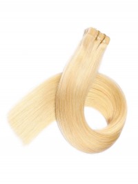 Blond Longue Tout Droit Brins De Cheveux En PU