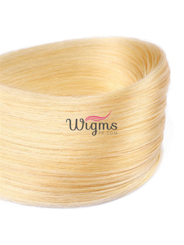 Blond Longue Tout Droit Brins De Cheveux En PU