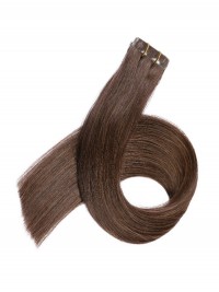 Marron Longue Tout Droit Brins De Cheveux En PU