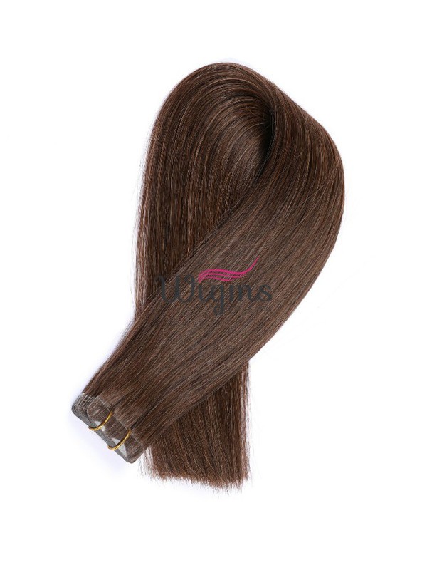 Marron Longue Tout Droit Brins De Cheveux En PU