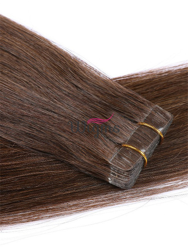 Marron Longue Tout Droit Brins De Cheveux En PU